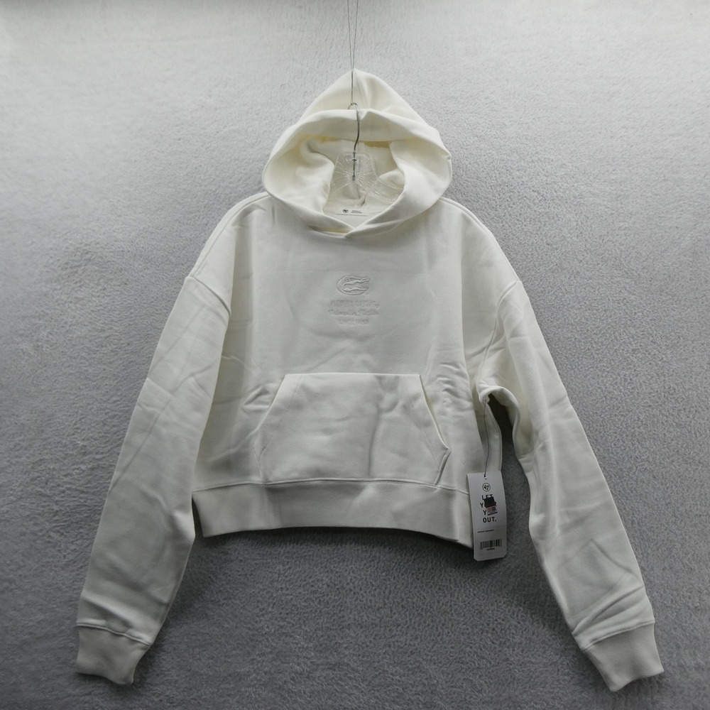 47 Brand Hoodie Womens Small Florida Gators White Embroidered Fleece Cotton New